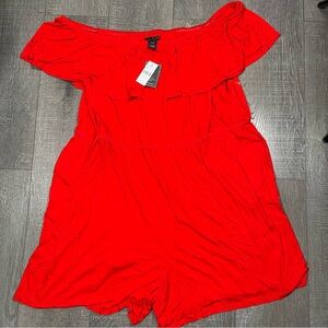Lane Bryant Women’s Off-the-Shoulder Romper Plus Size 26/28 in Flame Scarlet